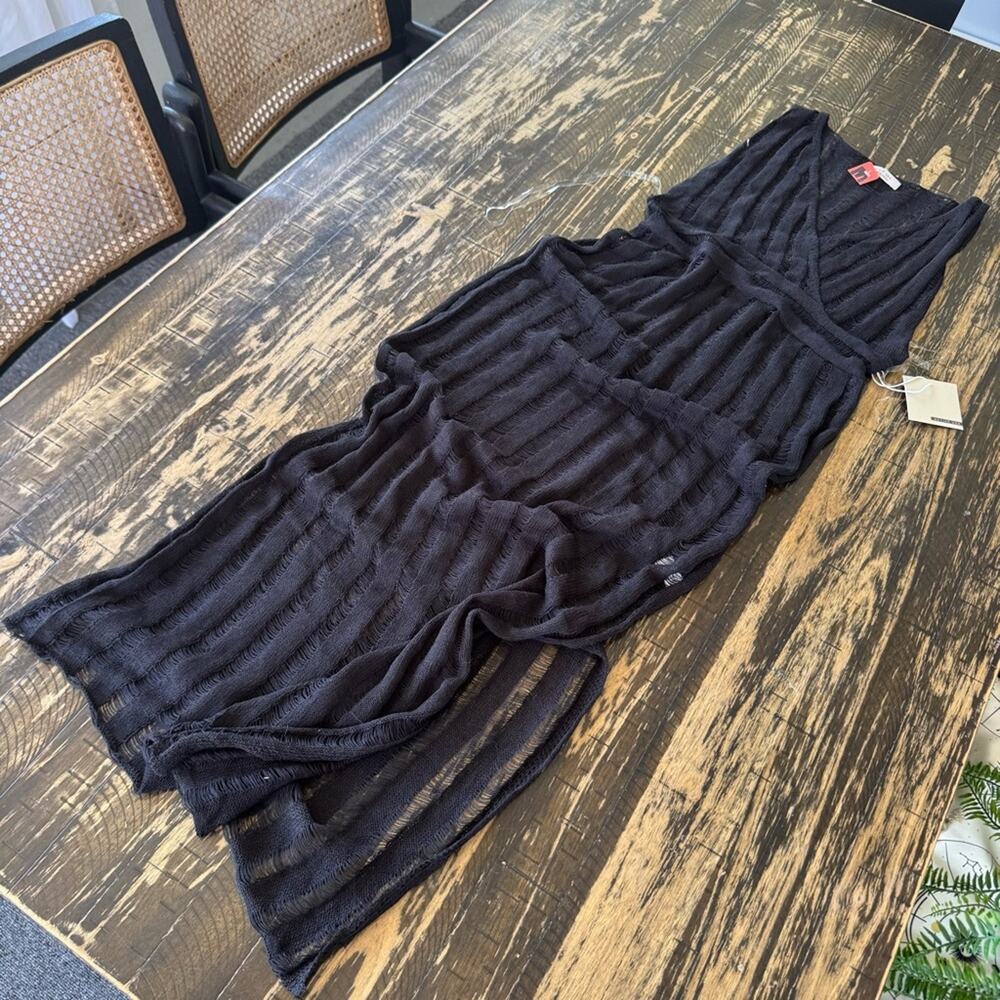 NWT - Black Sheer Crochet Zipper Dress - MEDIUM